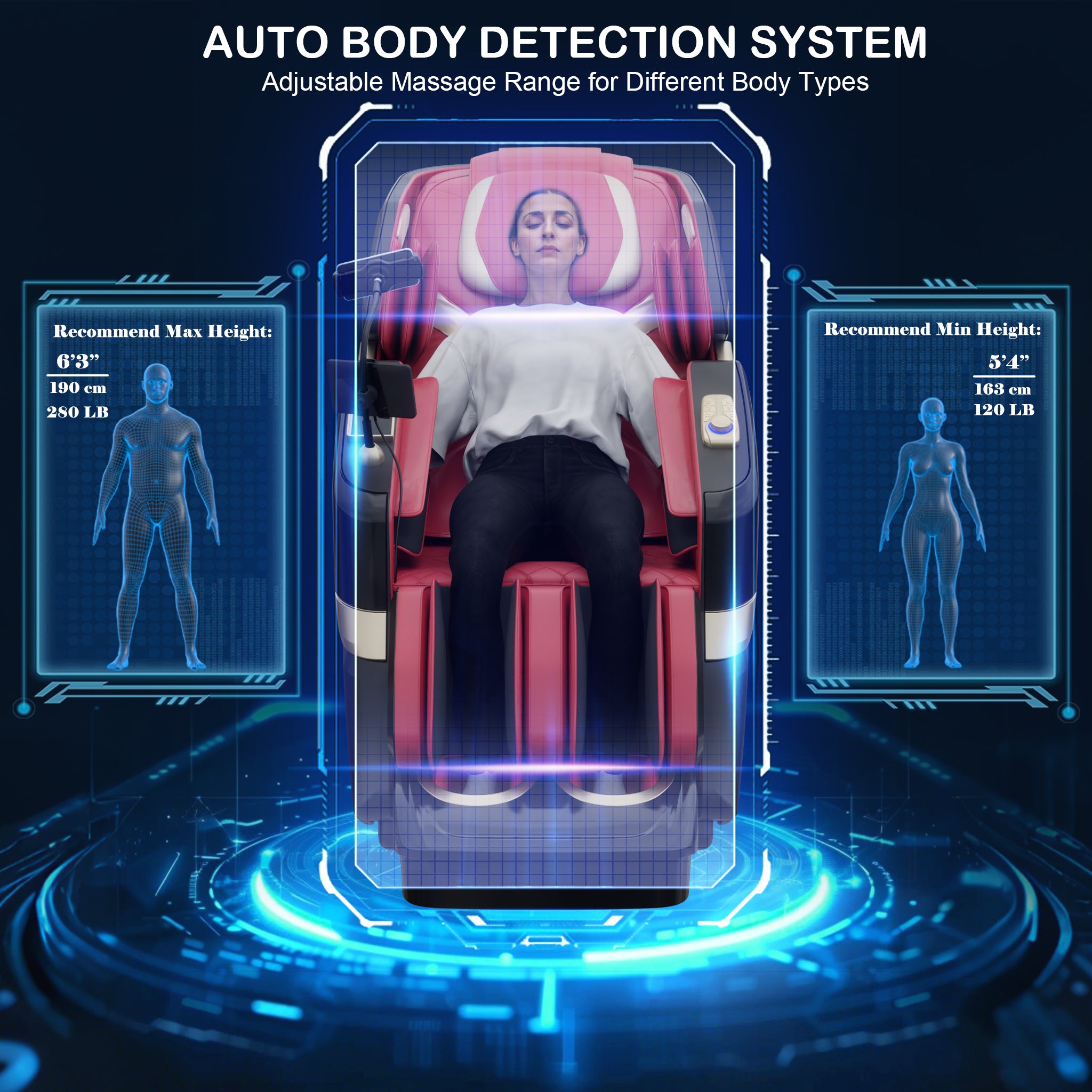 KoziSense KZ-313 New Heated Jade Stone Massage Chair (Black and Red)