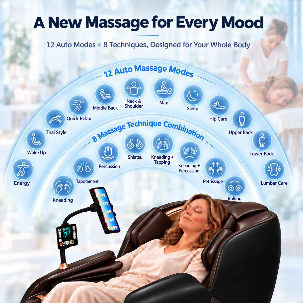 KoziSense KZ-A18 3D SL Track Massage Chair | Full Body Zero Gravity, No Assembly Required, Back Pain Relief - (Black and Brown)