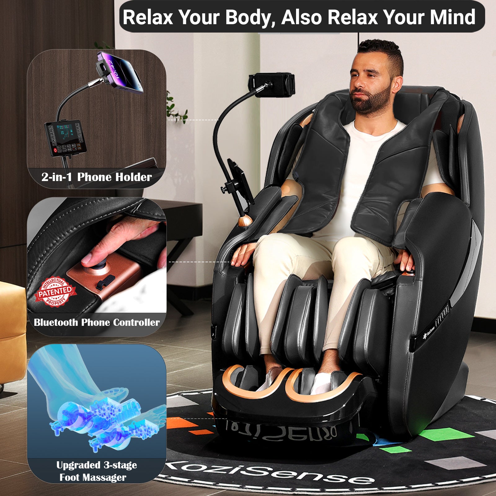 KoziSense 2025 A18 3D SL-track Massage Chair - (All Black)