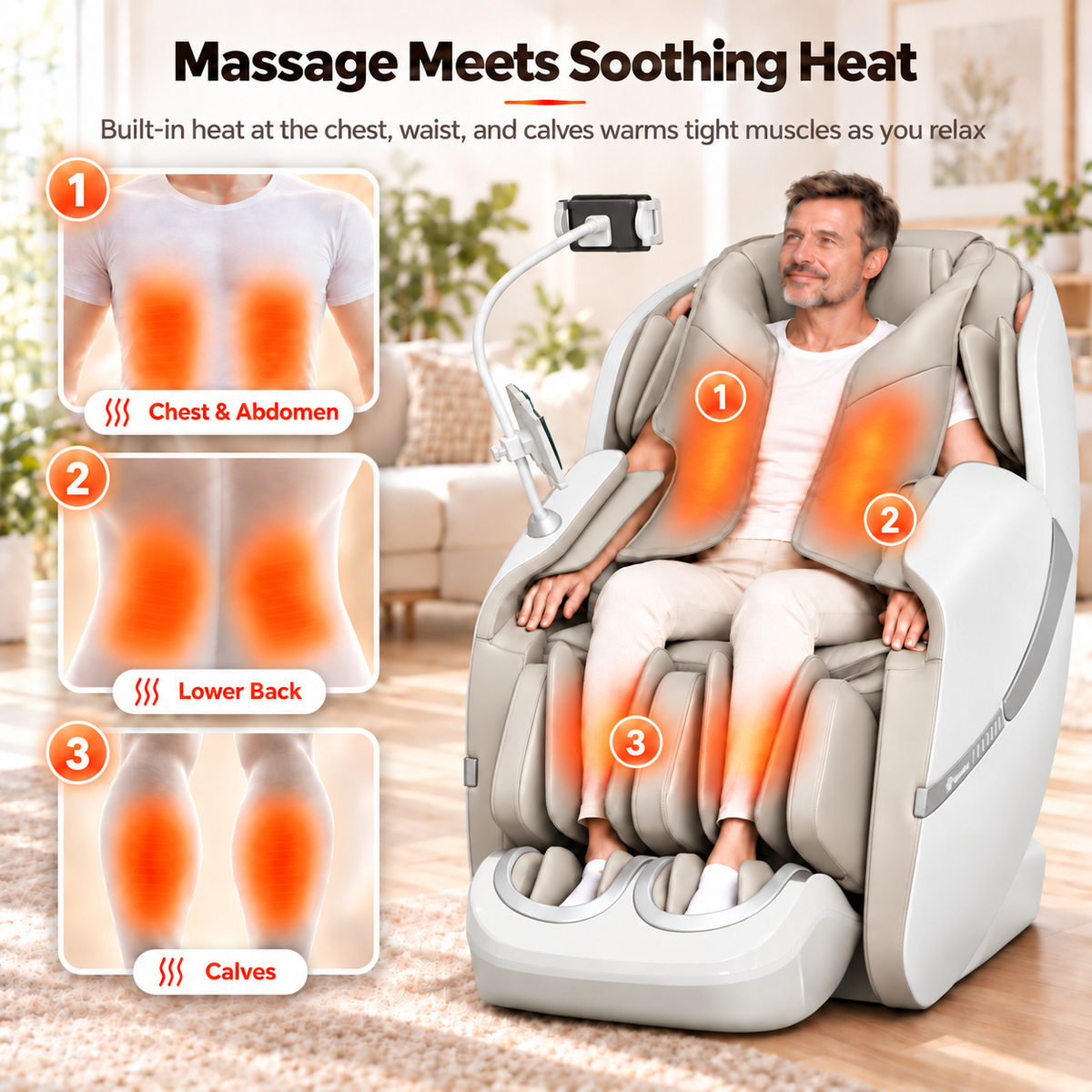 KoziSense KZ-A18 3D SL Track Massage Chair | Full Body Zero Gravity, No Assembly Required, Back Pain Relief - (White)