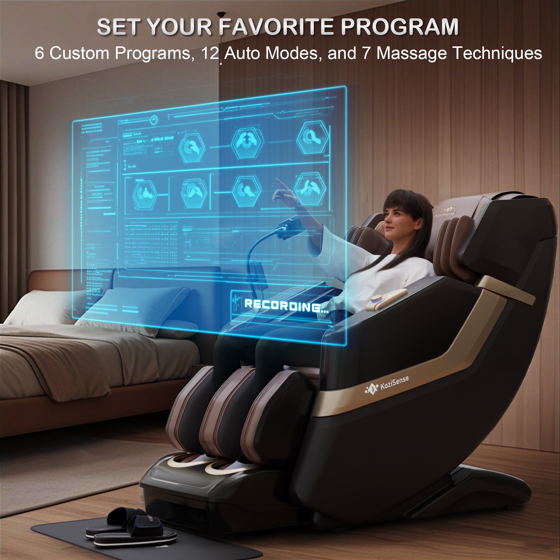 KoziSense KZ-313 New Heated Jade Stone Massage Chair (Black)