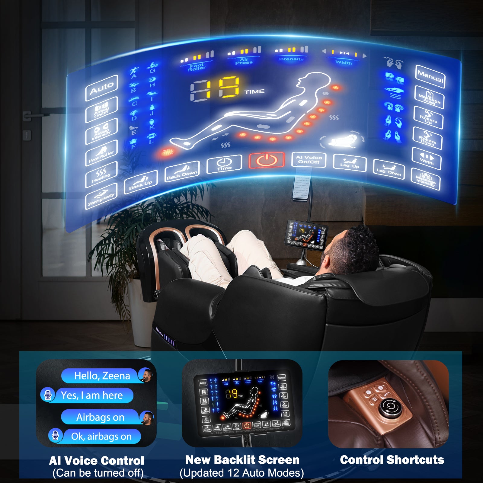 KoziSense 2025 A18 3D SL-track Massage Chair - (All Black)