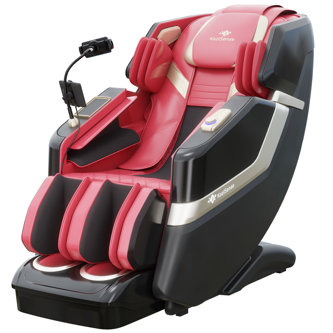 KoziSense KZ-313 New Heated Jade Stone Massage Chair (Black and Red)