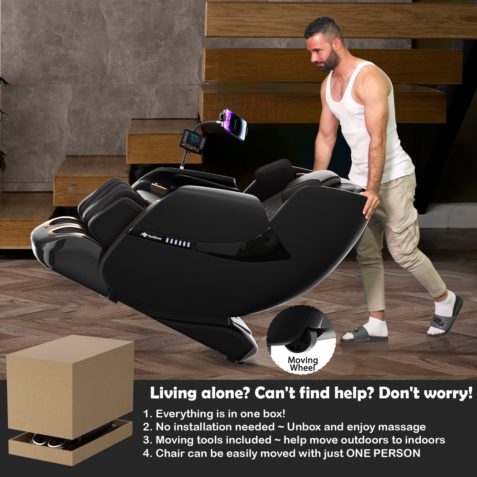 KoziSense 2025 A18 3D SL-track Massage Chair - (All Black)