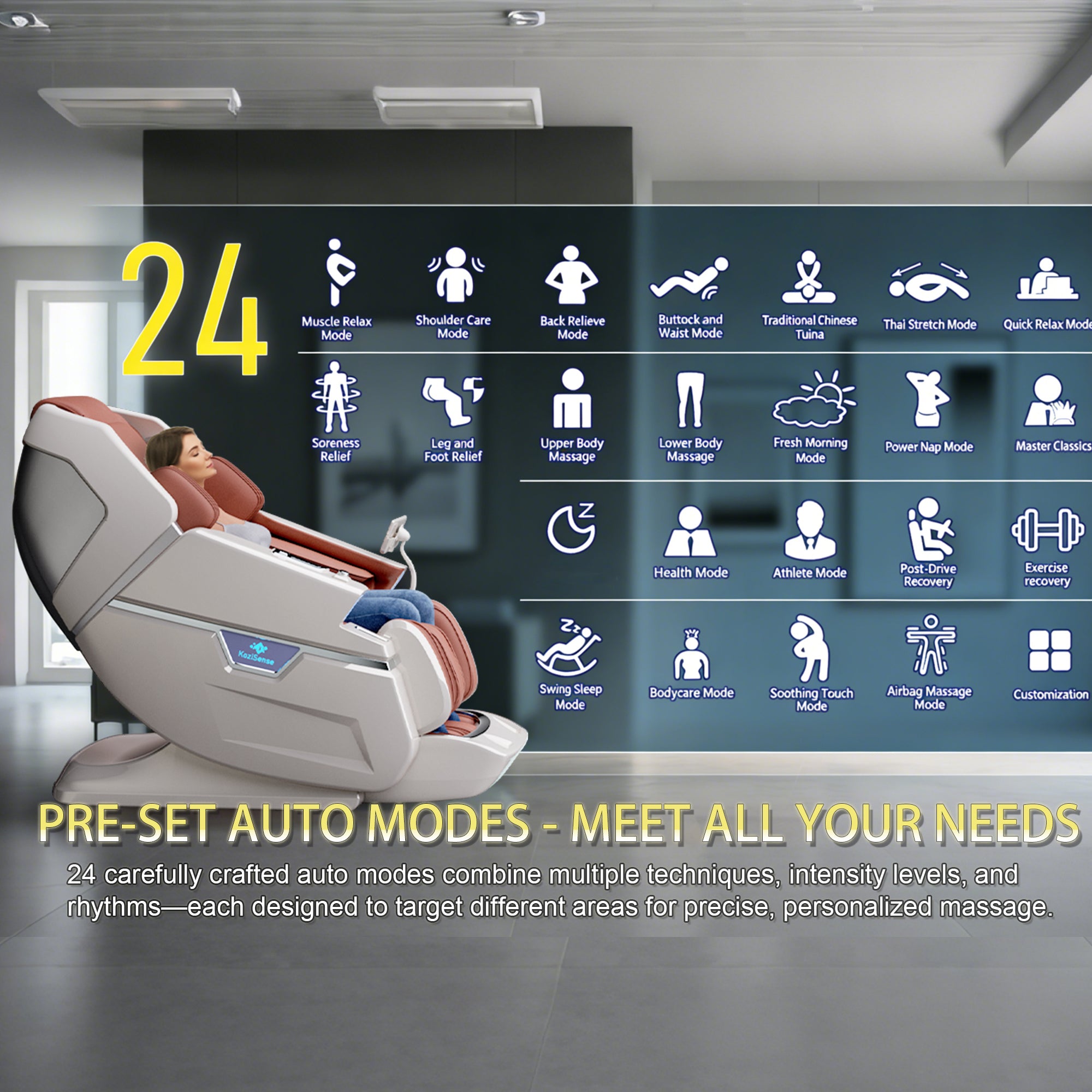 KoziSense KZ-L66 4D + 3D Dual Core Luxury Massage Chair Deep Tissue