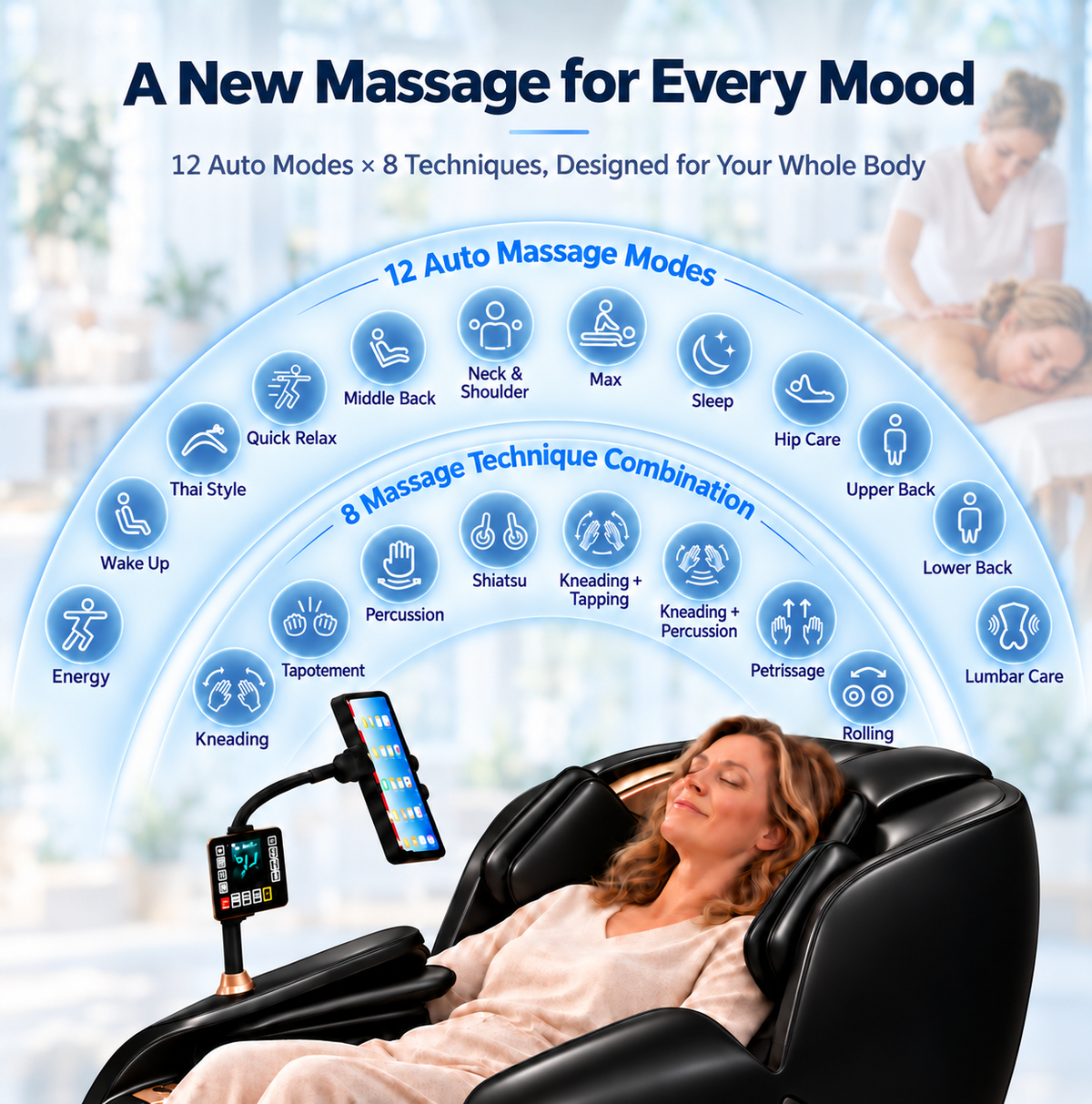 KoziSense KZ-A18 3D SL Track Massage Chair | Full Body Zero Gravity, No Assembly Required, Back Pain Relief - (All Black)
