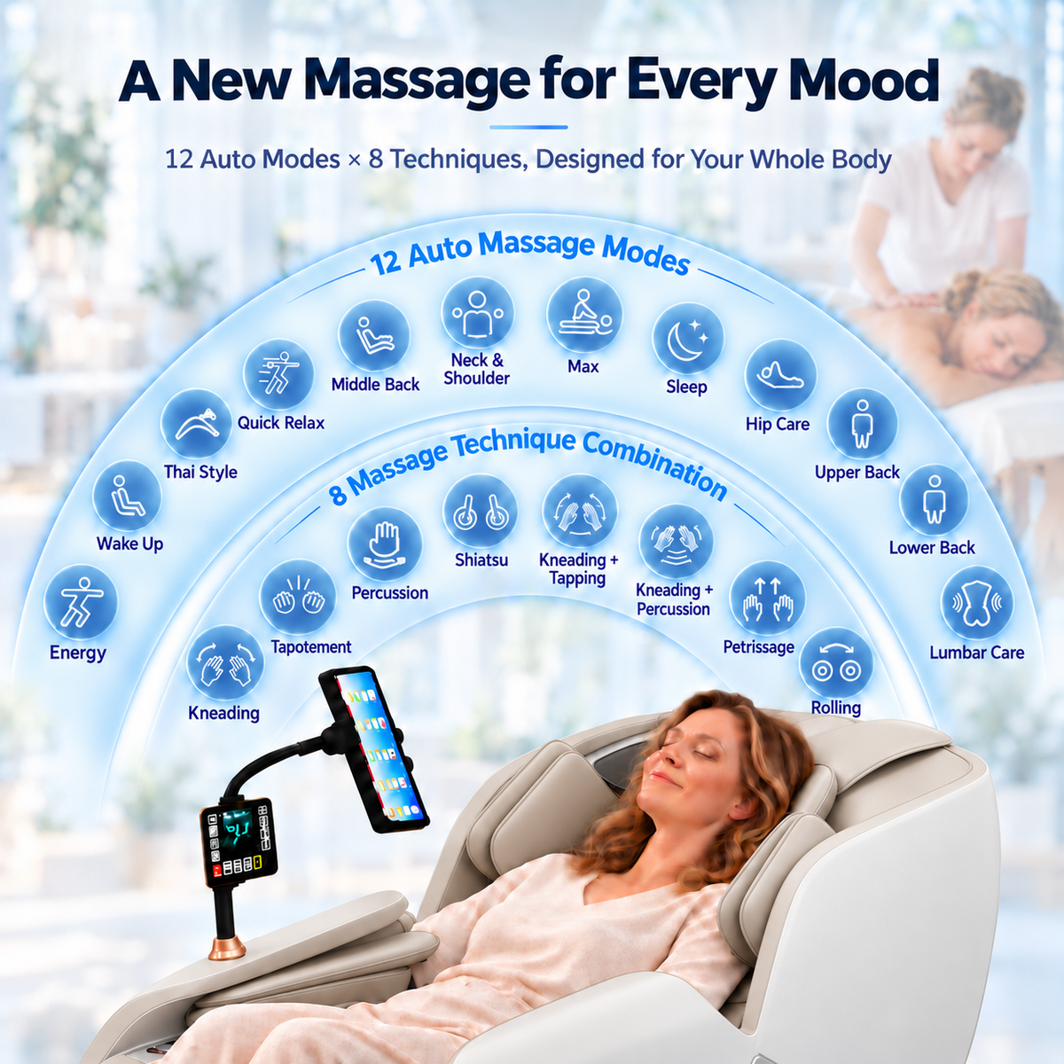 KoziSense KZ-A18 3D SL Track Massage Chair | Full Body Zero Gravity, No Assembly Required, Back Pain Relief - (White)