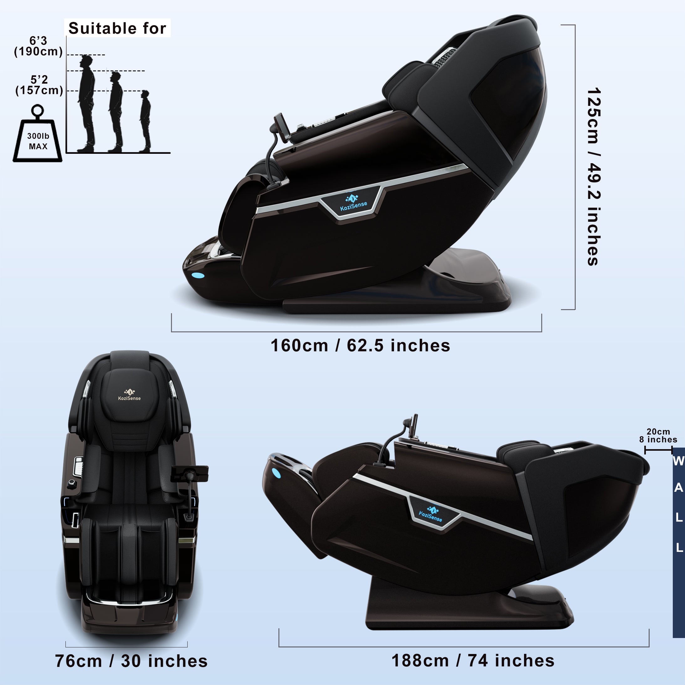 KoziSense KZ-L66 4D + 3D Dual Core Luxury Massage Chair Deep Tissue