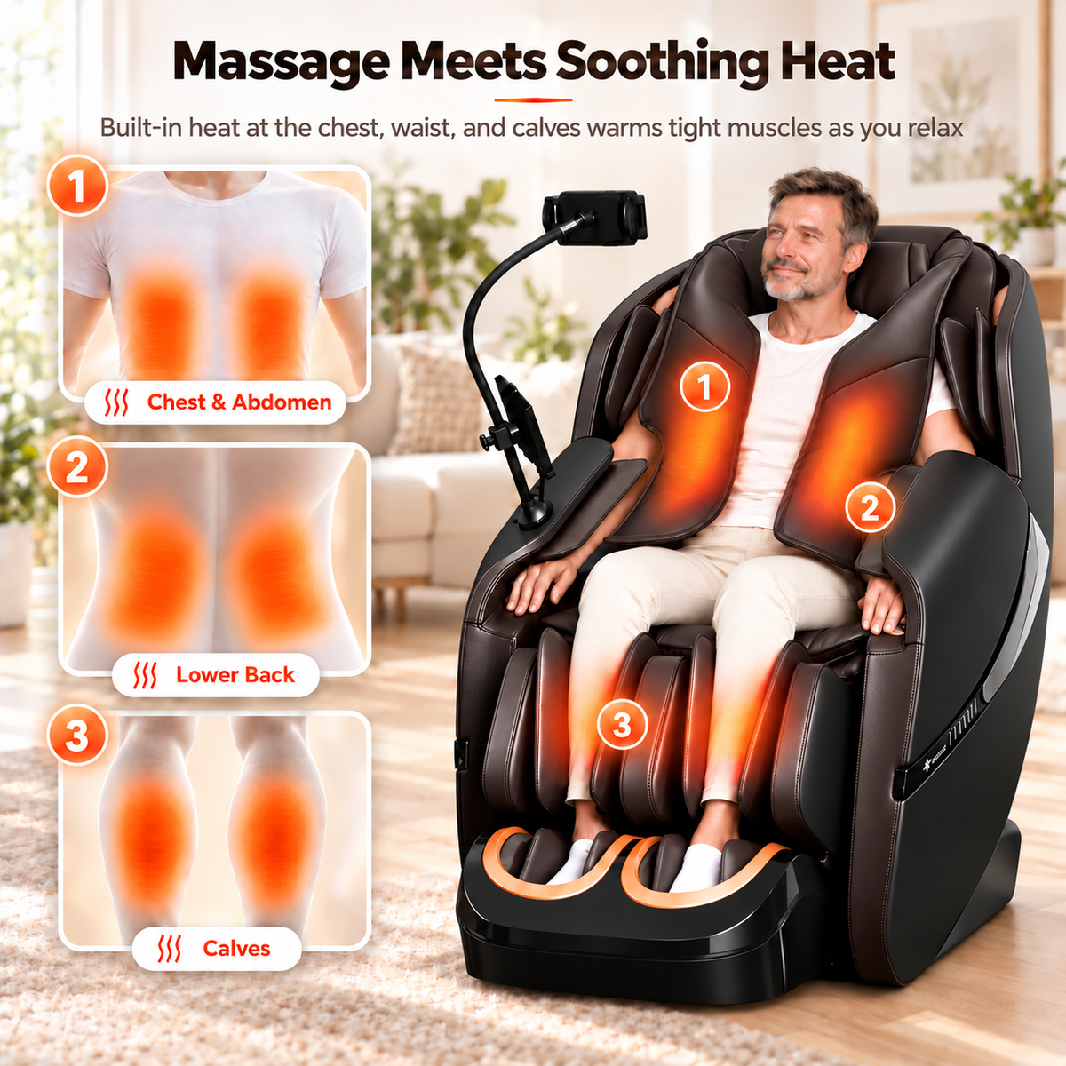 KoziSense KZ-A18 3D SL Track Massage Chair | Full Body Zero Gravity, No Assembly Required, Back Pain Relief - (Black and Brown)