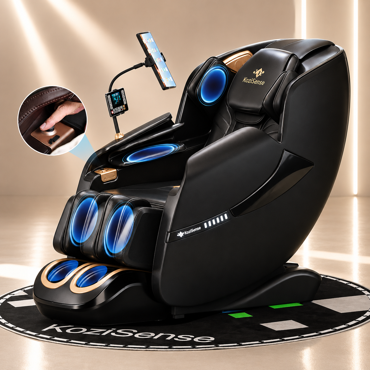 KoziSense KZ-A18 3D SL Track Massage Chair | Full Body Zero Gravity, No Assembly Required, Back Pain Relief - (All Black)