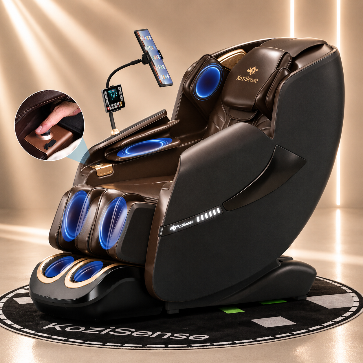 KoziSense KZ-A18 3D SL Track Massage Chair | Full Body Zero Gravity, No Assembly Required, Back Pain Relief - (Black and Brown)