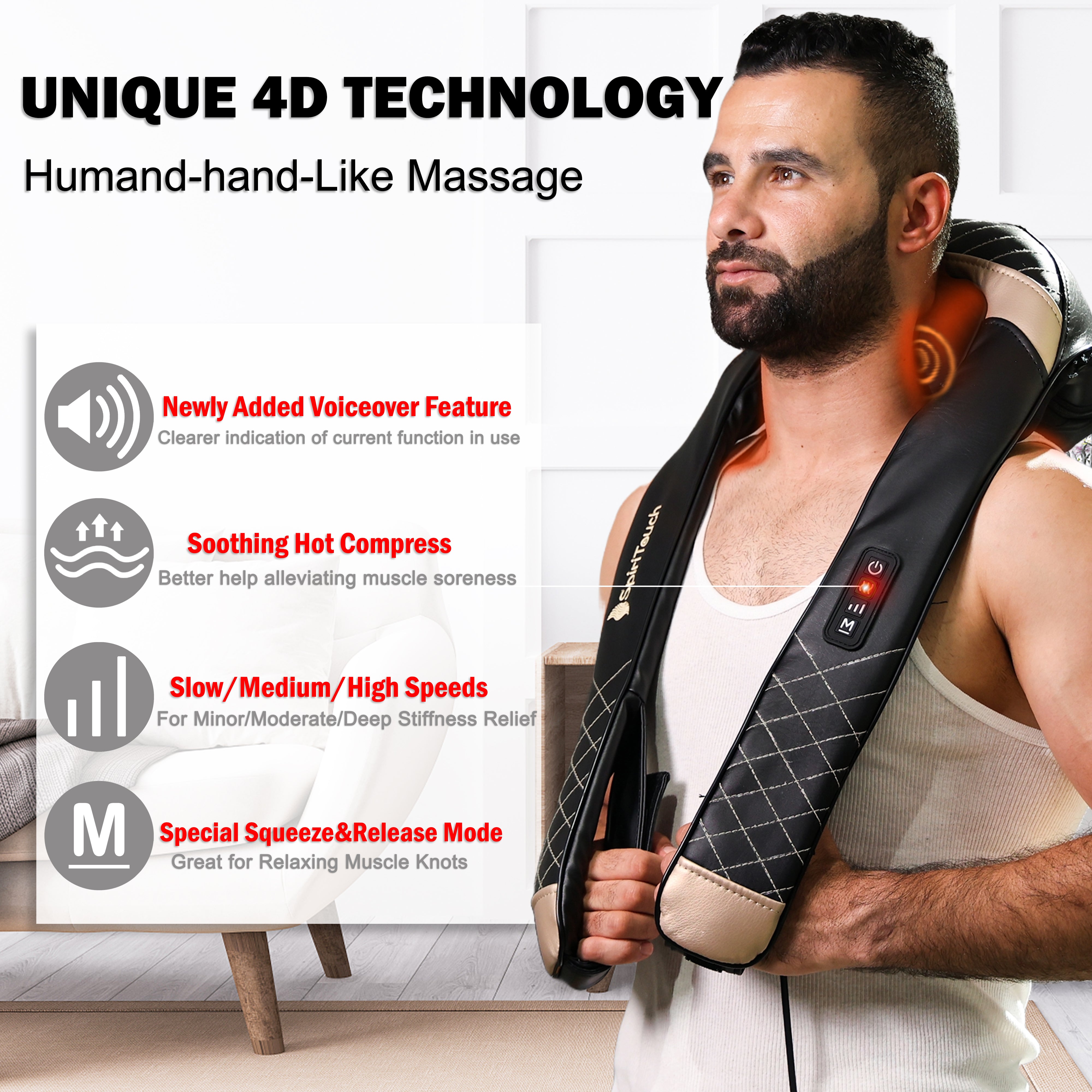 4D Pro Shiatsu Deep Tissue Neck and Shoulder Massager